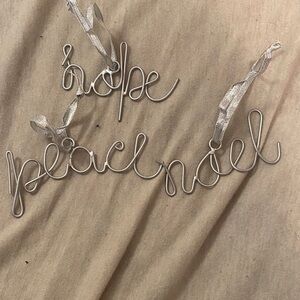 Silver Wire Ornament Set - Hope, Peace, Noel